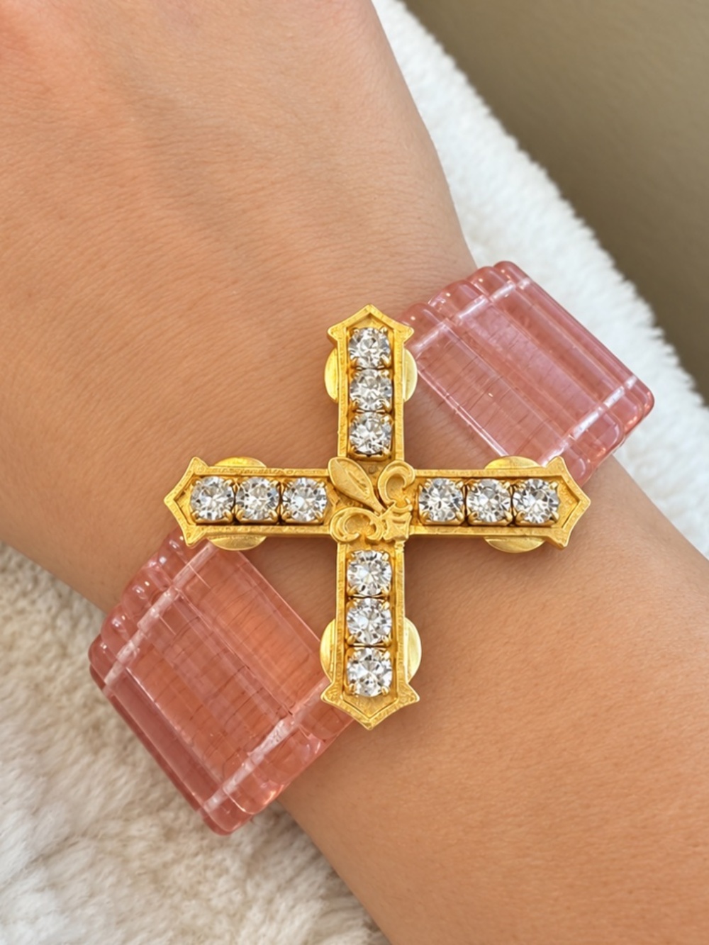 French Kande Light Pink Baguette Bracelet